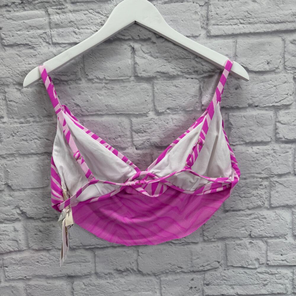 Jessica Simpson Tulip Electric Zebra Bikini Top Size XL Pink Cowl Neck New - Picture 4 of 5